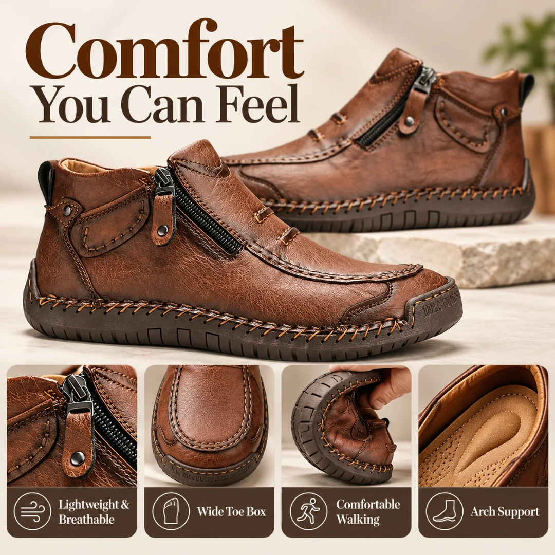 Men's Side-Zip Ankle Boots with Contrast Stitching