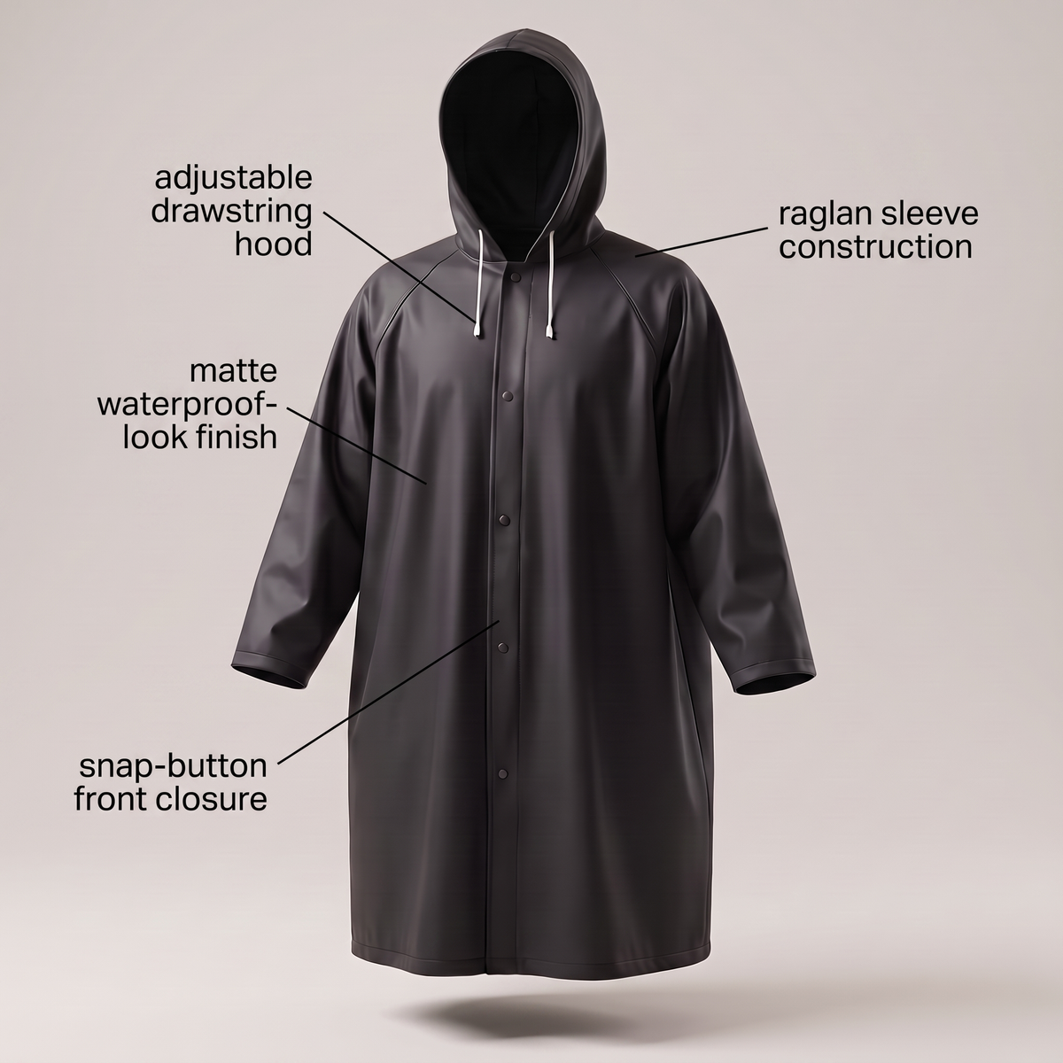 Long Hooded Raincoat