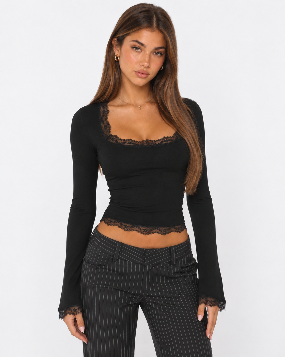 ARIA | Lace Trim Top